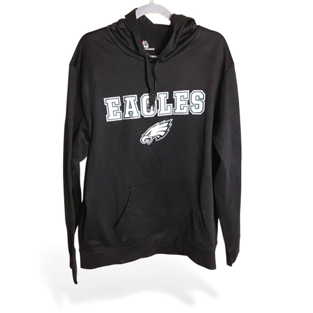 Majestic Mens/Unisex NFL Philadelphia Eagles Pullover Hoodie XL Black